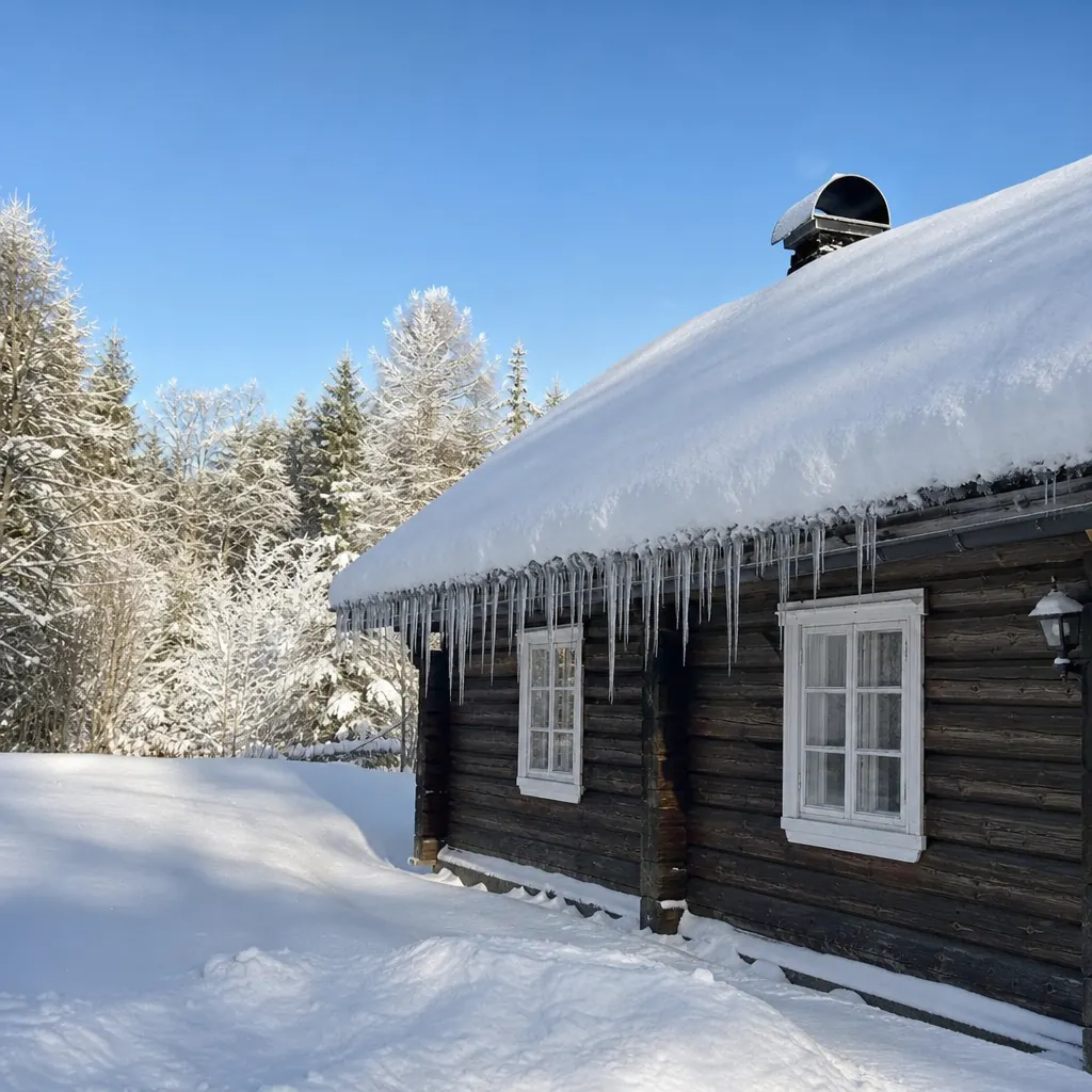 Snölast på tak — fritidshus vintertid